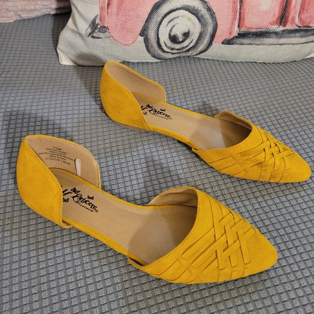 Yellow D'Orsay Flats